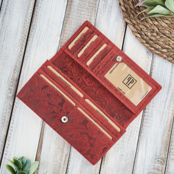 Portfel damski skórzany w kwiaty vintage RFID Paolo Peruzzi T-25-RD