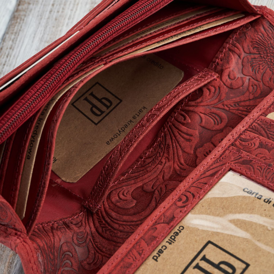 Portfel damski skórzany w kwiaty vintage RFID Paolo Peruzzi T-25-RD