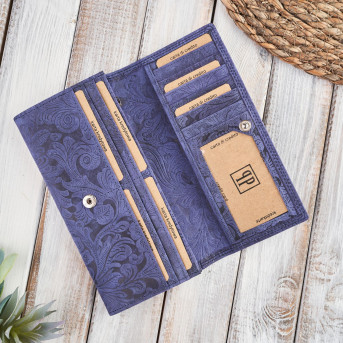 Portfel damski skórzany w kwiaty vintage RFID Paolo Peruzzi T-25-DB