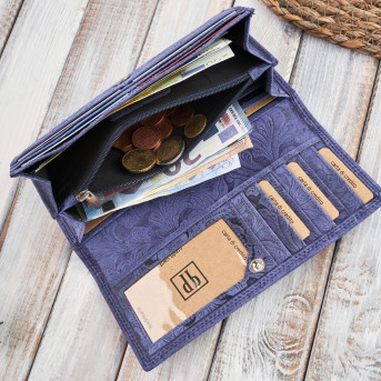 Portfel damski skórzany w kwiaty vintage RFID Paolo Peruzzi T-25-DB