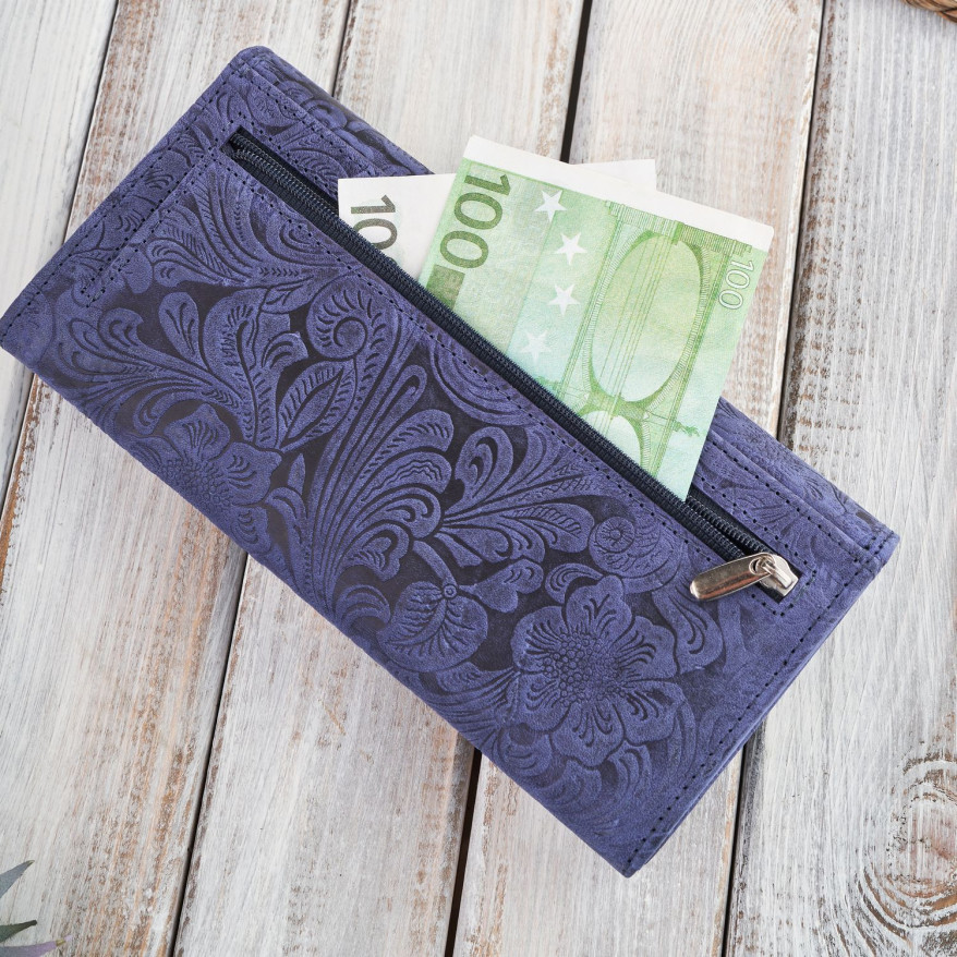 Portfel damski skórzany w kwiaty vintage RFID Paolo Peruzzi T-25-DB