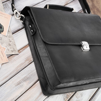 Aktówka męska teczka skórzana vintage z kluczykiem Paolo Peruzzi T-96-BL