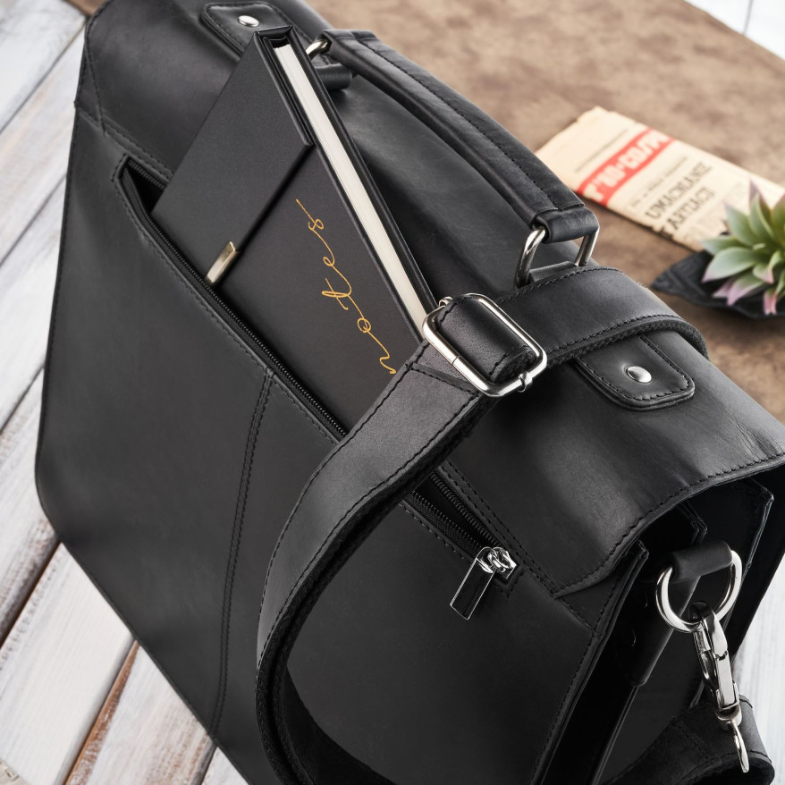 Aktówka męska teczka skórzana vintage z kluczykiem Paolo Peruzzi T-96-BL