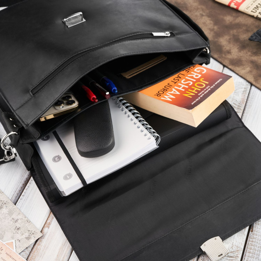 Aktówka męska teczka skórzana vintage z kluczykiem Paolo Peruzzi T-96-BL