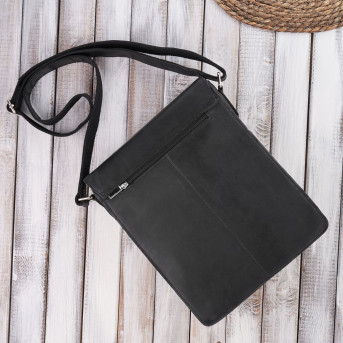 Torba męska na ramię skórzana czarna vintage Paolo Peruzzi T-91-HBL