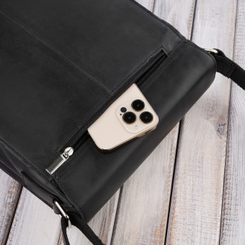 Torba męska na ramię skórzana czarna vintage Paolo Peruzzi T-91-HBL