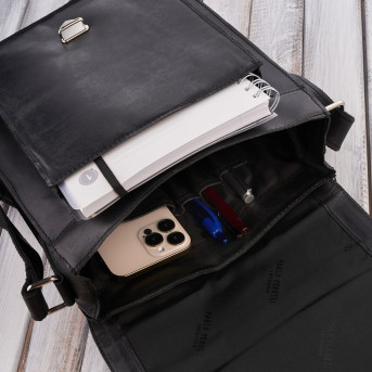 Torba męska na ramię skórzana czarna vintage Paolo Peruzzi T-91-HBL