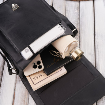 Torba męska na ramię skórzana czarna vintage Paolo Peruzzi T-91-HBL