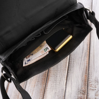 Torba męska na ramię skórzana czarna vintage Paolo Peruzzi T-91-HBL