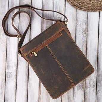 Torba męska na ramię skórzana brązowa vintage Paolo Peruzzi T-91-HBR