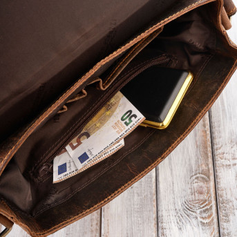 Torba męska na ramię skórzana brązowa vintage Paolo Peruzzi T-91-HBR