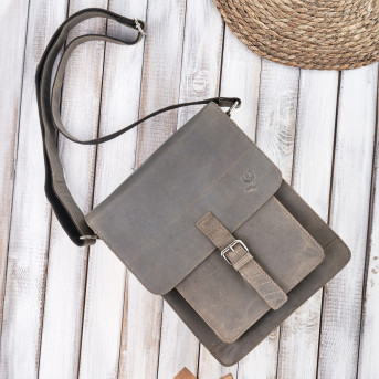 Torba męska na ramię skórzana szary vintage Paolo Peruzzi T-91-GRE