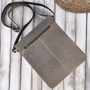 Torba męska na ramię skórzana szary vintage Paolo Peruzzi T-91-GRE