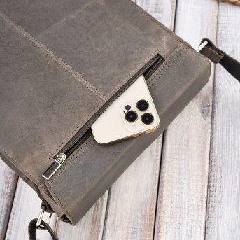 Torba męska na ramię skórzana szary vintage Paolo Peruzzi T-91-GRE