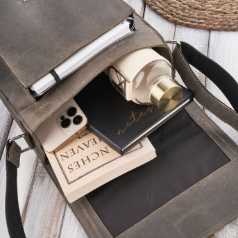 Torba męska na ramię skórzana szary vintage Paolo Peruzzi T-91-GRE