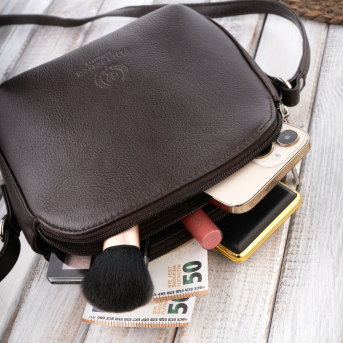 Torebka damska listonoszka na ramię skórzana brązowa Paolo Peruzzi