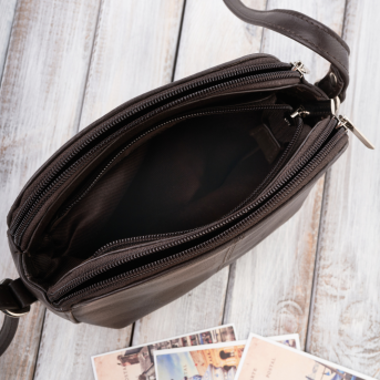 Torebka damska listonoszka na ramię skórzana brązowa Paolo Peruzzi