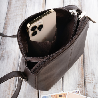 Torebka damska listonoszka na ramię skórzana brązowa Paolo Peruzzi