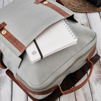 Plecak na laptopa skórzany szary myśliwski weekendowy do szkoły