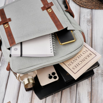 Plecak na laptopa skórzany szary myśliwski weekendowy do szkoły