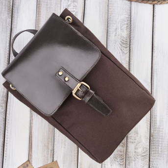 Plecak damski brązowy materiałowy vintage Paolo Peruzzi SI-04-BR