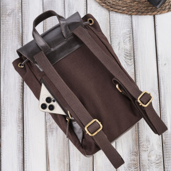 Plecak damski brązowy materiałowy vintage Paolo Peruzzi SI-04-BR