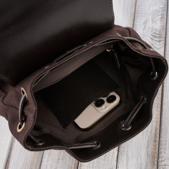 Plecak damski brązowy materiałowy vintage Paolo Peruzzi SI-04-BR