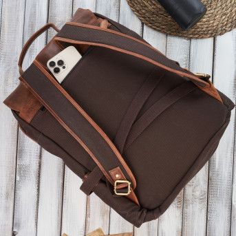 Plecak na laptopa brązowy plecak szkolny miejski do szkoły myśliwski