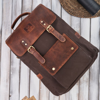 Plecak na laptopa brązowy plecak szkolny miejski do szkoły myśliwski