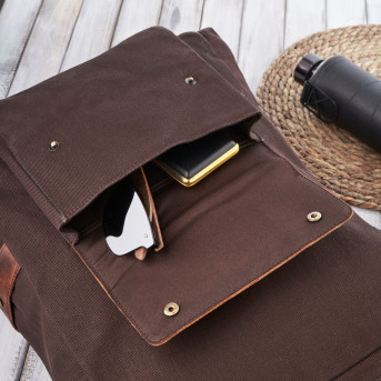 Plecak na laptopa brązowy plecak szkolny miejski do szkoły myśliwski