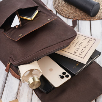 Plecak na laptopa brązowy plecak szkolny miejski do szkoły myśliwski