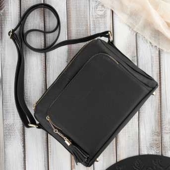 TORBKA DAMSKA NA RAMIĘ LISTONOSZKA SKÓRZANA CZARNA PAOLO PERUZZI Z-55-BLZ