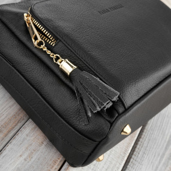 TORBKA DAMSKA NA RAMIĘ LISTONOSZKA SKÓRZANA CZARNA PAOLO PERUZZI Z-55-BLZ