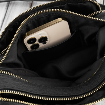 TORBKA DAMSKA NA RAMIĘ LISTONOSZKA SKÓRZANA CZARNA PAOLO PERUZZI Z-55-BLZ