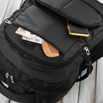 PLECAK MĘSKI NA LAPTOPA WODOODPORNY CZARNY DO PRACY PAOLO PERUZZI T-104-BL