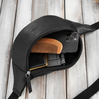 SASZETKA MĘSKA SKÓRZANA NERKA CZARNA PAOLO PERUZZI T-89-BL