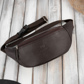 SASZETKA MĘSKA NA PAS SKÓRZANA NERKA BRĄZOWA PAOLO PERUZZI T-89-BR