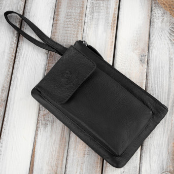 SASZETKA MĘSKA SKÓRZANA DO RĘKI CZARNA PAOLO PERUZZI T-90-BL