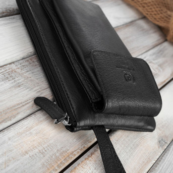 SASZETKA MĘSKA SKÓRZANA DO RĘKI CZARNA PAOLO PERUZZI T-90-BL