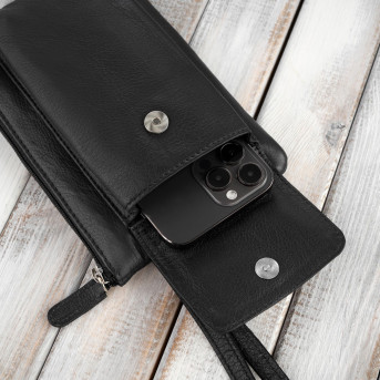 SASZETKA MĘSKA SKÓRZANA DO RĘKI CZARNA PAOLO PERUZZI T-90-BL