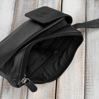 SASZETKA MĘSKA SKÓRZANA DO RĘKI CZARNA PAOLO PERUZZI T-90-BL