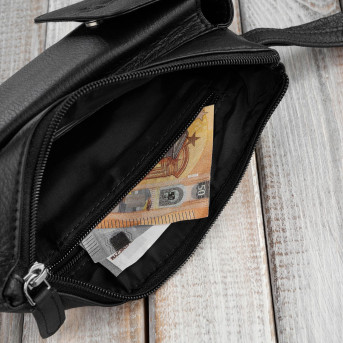 SASZETKA MĘSKA SKÓRZANA DO RĘKI CZARNA PAOLO PERUZZI T-90-BL