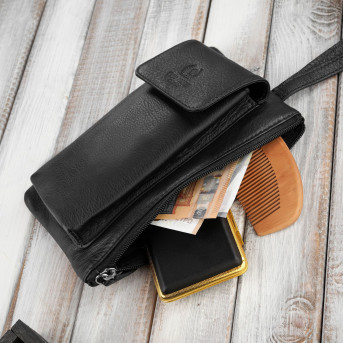 SASZETKA MĘSKA SKÓRZANA DO RĘKI CZARNA PAOLO PERUZZI T-90-BL