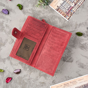 ZESTAW PREZENTOWY DLA KOBIET ZUP-95-RD SKÓRZANY PORTFEL T-05-RD I BRELOCZEK VINTAGE T-87-HRD