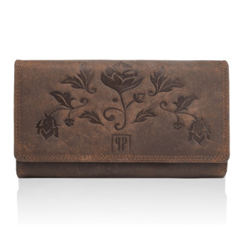 ZESTAW PREZENTOWY ZUP-96-BR SKÓRZANY PORTFEL DAMSKI T-05-BR I BRELOK T-85-HBR