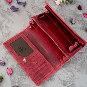 ZESTAW PREZENTOWY ZUP-96-RD SKÓRZANY PORTFEL DAMSKI T-05-RD I BRELOK T-85-HRD