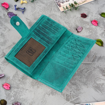 ZESTAW PREZENTOWY ZUP-96-GR SKÓRZANY PORTFEL DAMSKI T-05-GR I BRELOK T-85-HGR