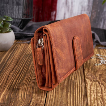 ZESTAW PREZENTOWY ZUP-96-OR SKÓRZANY PORTFEL DAMSKI T-05-OR I BRELOK T-85-HOR