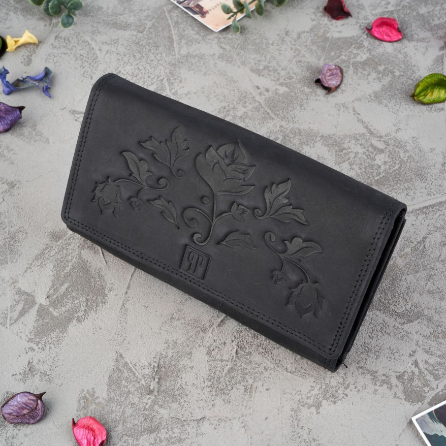 ZESTAW UPOMINKOWY DLA KOBIET ZUP-97-BL PORTFEL SKÓRZANY T-05-BL I CZARNY BRELOK T-86-HBL