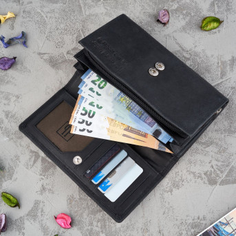 ZESTAW UPOMINKOWY DLA KOBIET ZUP-97-BL PORTFEL SKÓRZANY T-05-BL I CZARNY BRELOK T-86-HBL